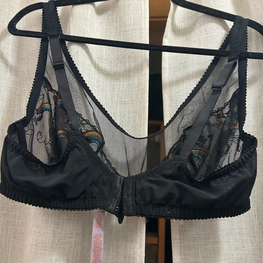 Savage X Fenty Black Mesh Bralette with Rainbow Embroidery - Picture 6 of 6
